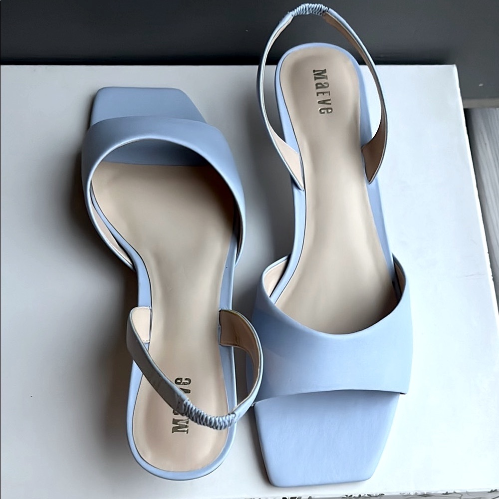 Maeve Light Blue Slingback Heels - Picture 3 of 13